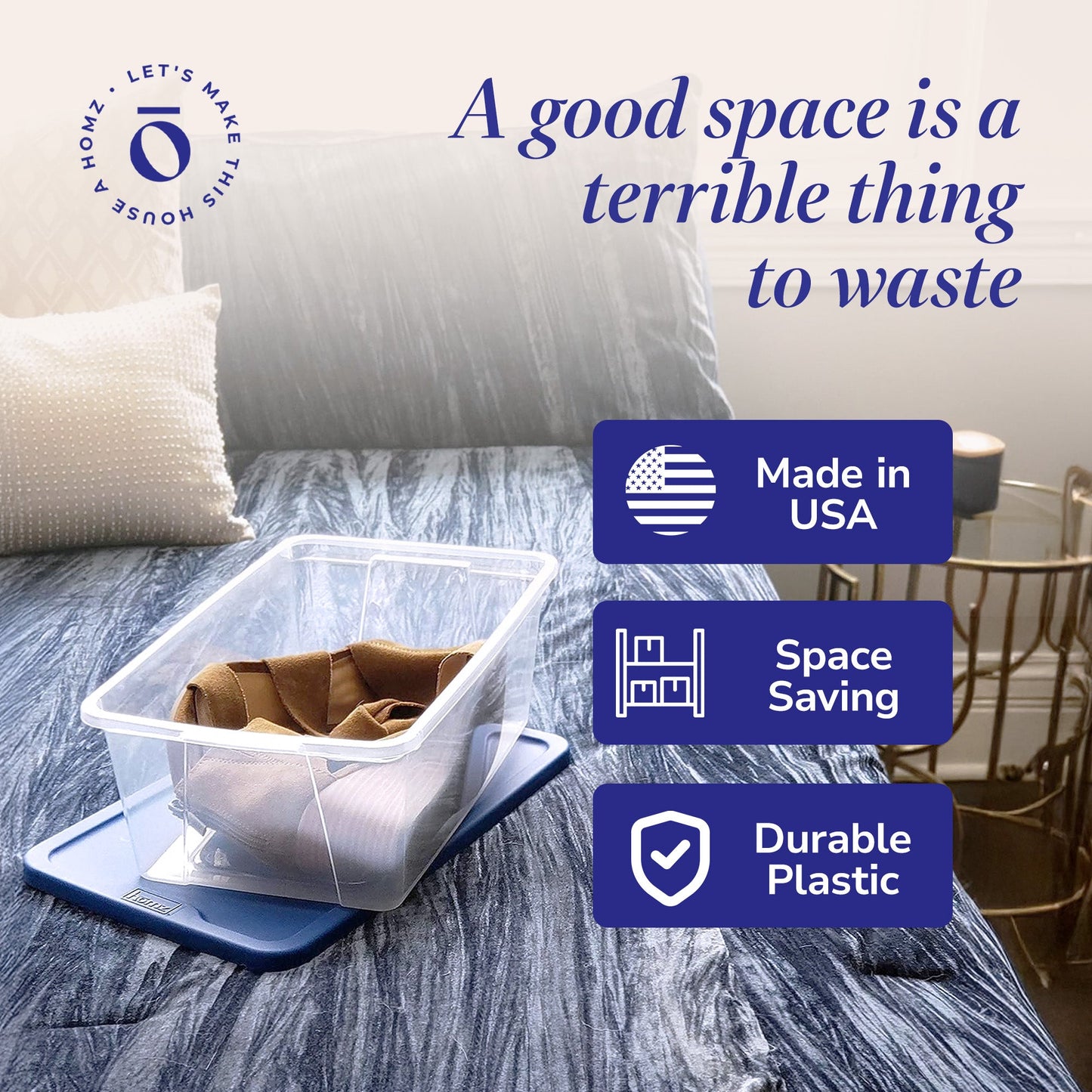 Homz Snaplock 6 Qt Stackable Plastic Storage Container w/ Lid, Blue (10 Pack)