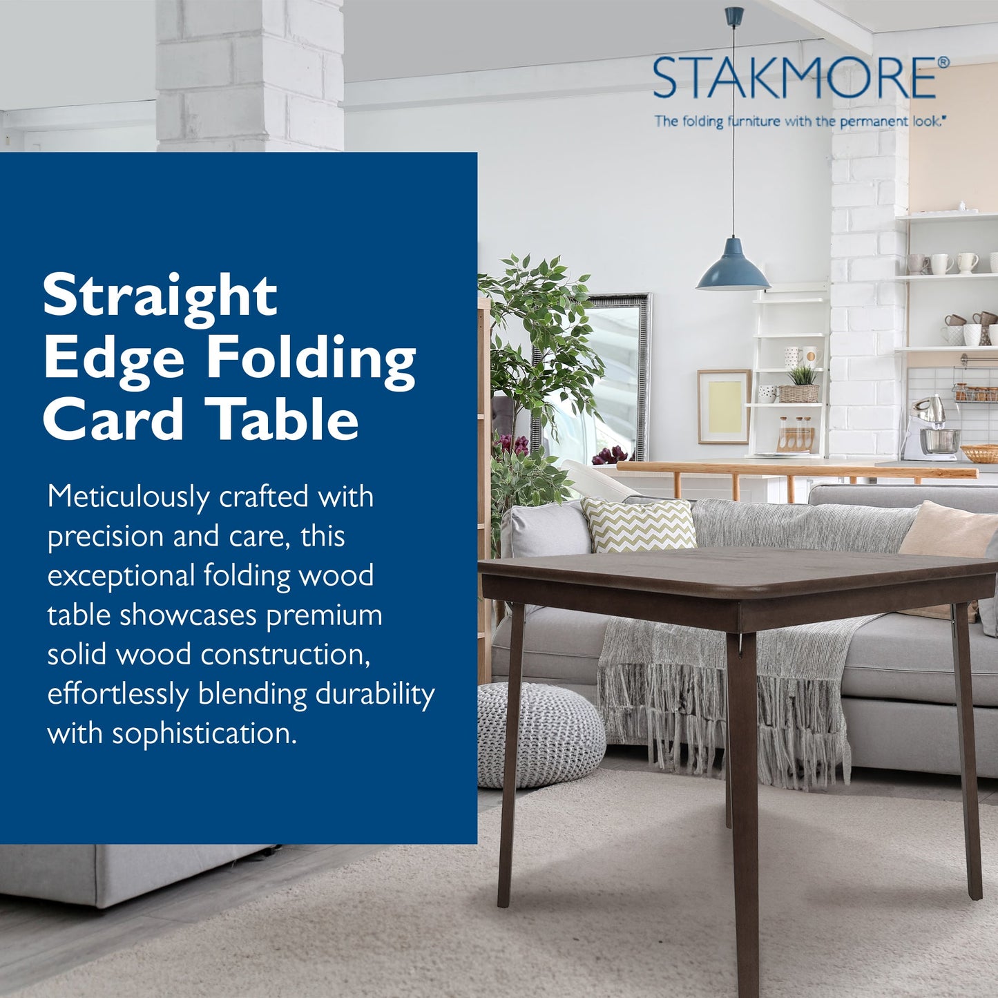 MECO Stakmore Classic Straight Edge Wood Folding Card Table, Espresso Frame