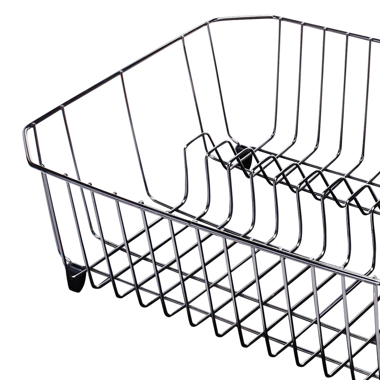 Rubbermaid Home Kitchen Gadget Twin Sink 11 Slot Dish Rack Drainer, Black Chrome