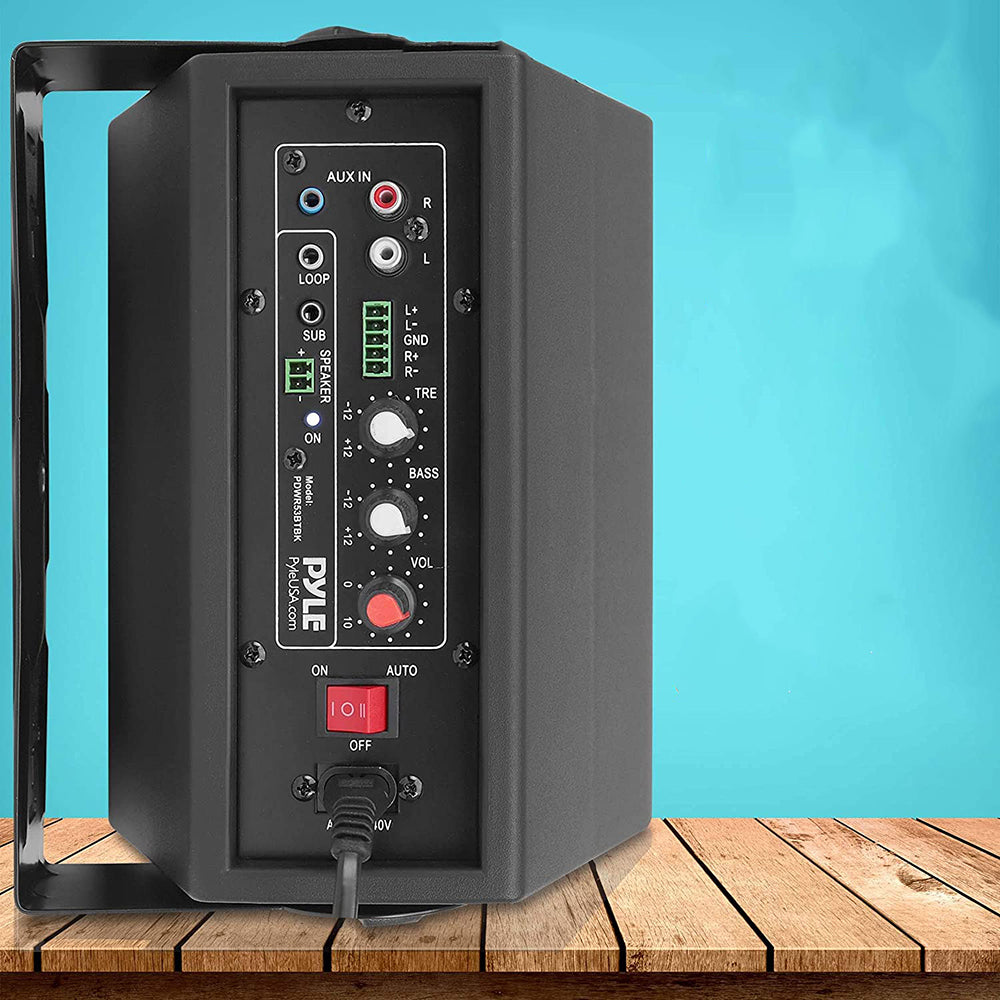 Pyle PDWR53BTBK Bluetooth Indoor Outdoor 5.25 In Speaker System, Black (2 Pack)