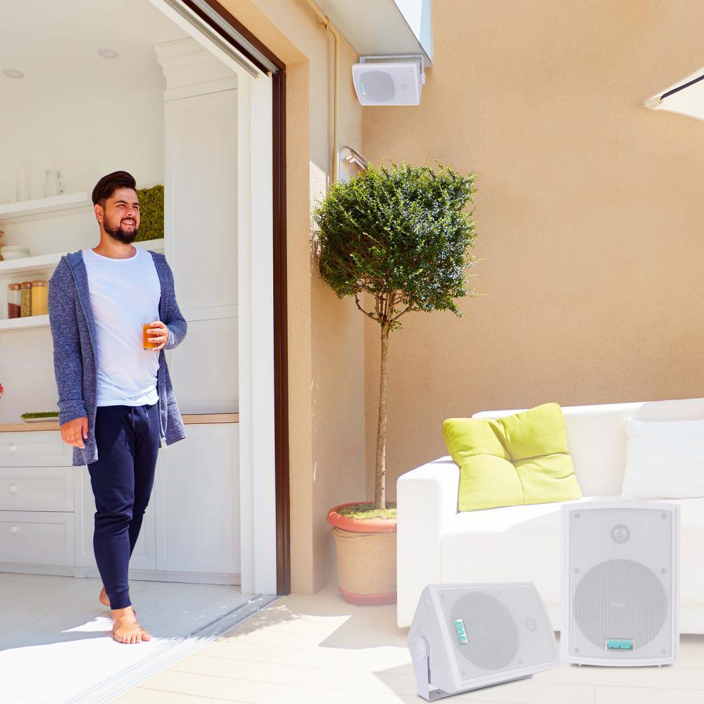 Pyle PDWR63 Waterproof Indoor Outdoor 6.5" 350W Speaker System, White (2 Pack)