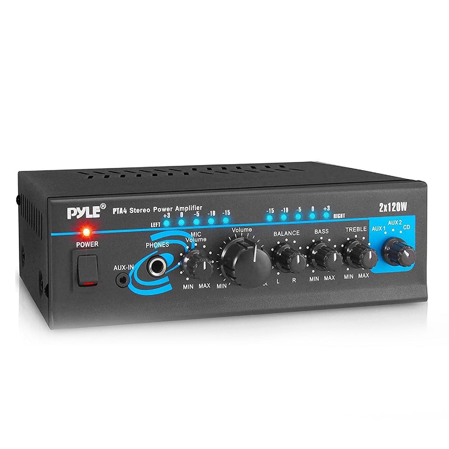 Pyle PTA4 Mini Bluetooth Home Audio 240 Watt 2 Channel Amplifier Stereo Receiver
