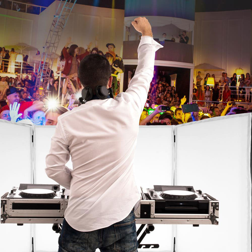 Pyle PDJFAC12 24.2 x 48 x 46 Inch DJ Booth Stand Cover Screen Scrim Panel Facade