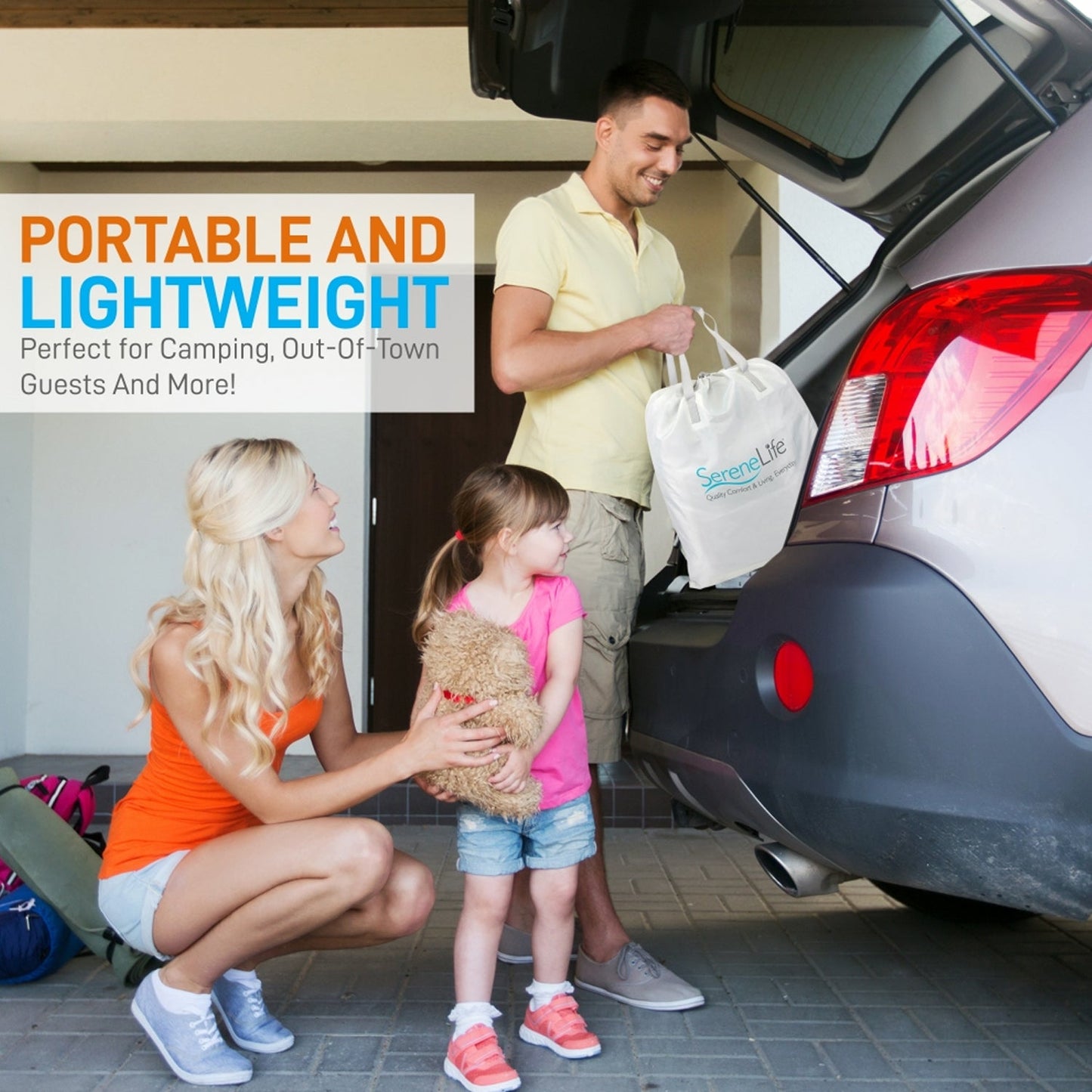 SereneLife Full Size Inflatable Airbed Flocked Mattress w/ Internal Pump(2 Pack)