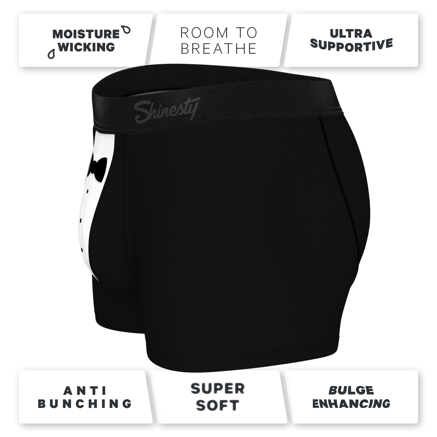 The 009 | Black Tuxedo Ball Hammock® Pouch Trunks Underwear