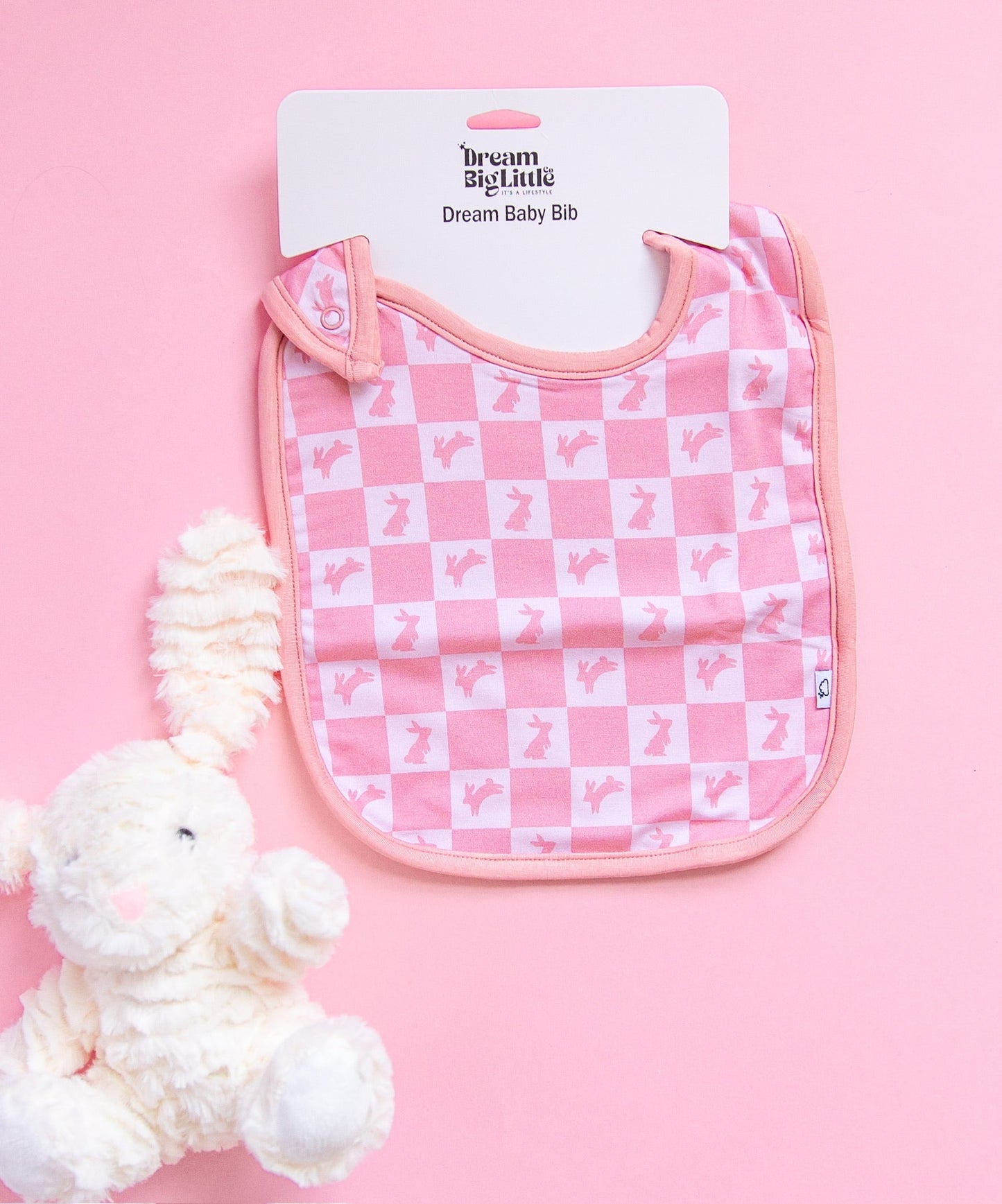 HOPPITY BLUSH CHECKERS DREAM BABY BIB