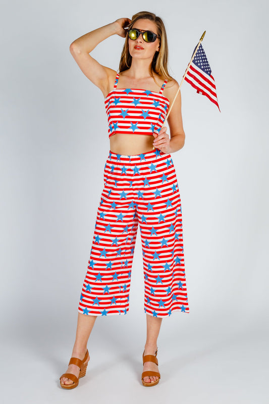 The Naughtycal Lady | USA Big Knit Printed Culotte Pants