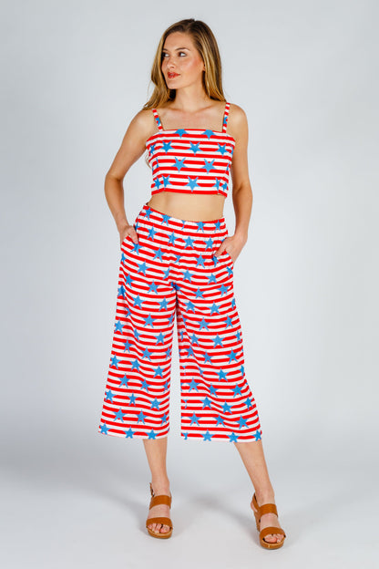 The Naughtycal Lady | USA Big Knit Printed Culotte Pants