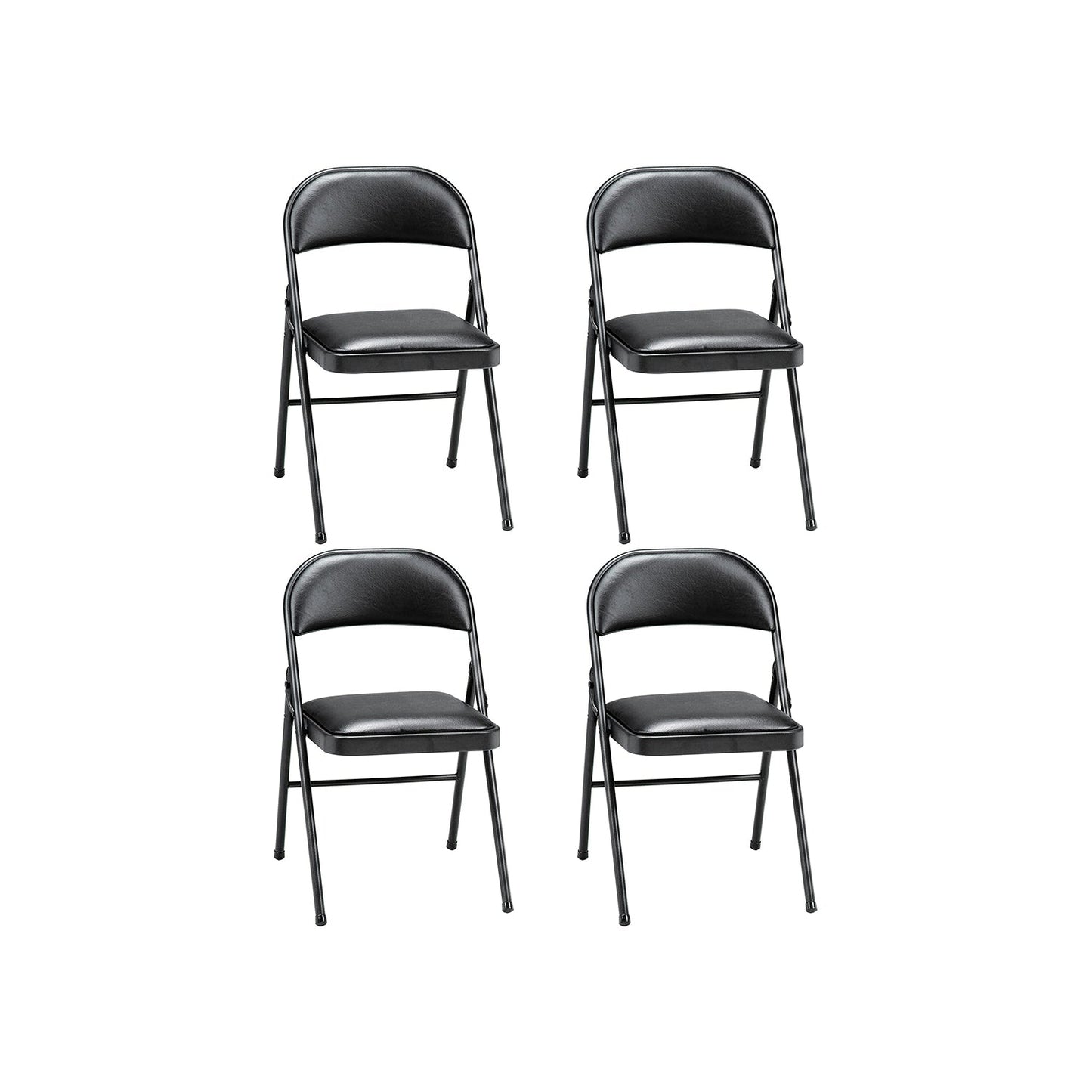 MECO 4-Pack of Deluxe Vinyl Padded Folding Chairs with 16 x 16 Inch Seat, Black