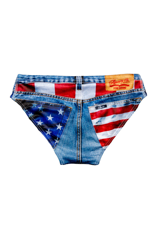 The Chattahoochee Daddy | USA Denim Print Swim Brief