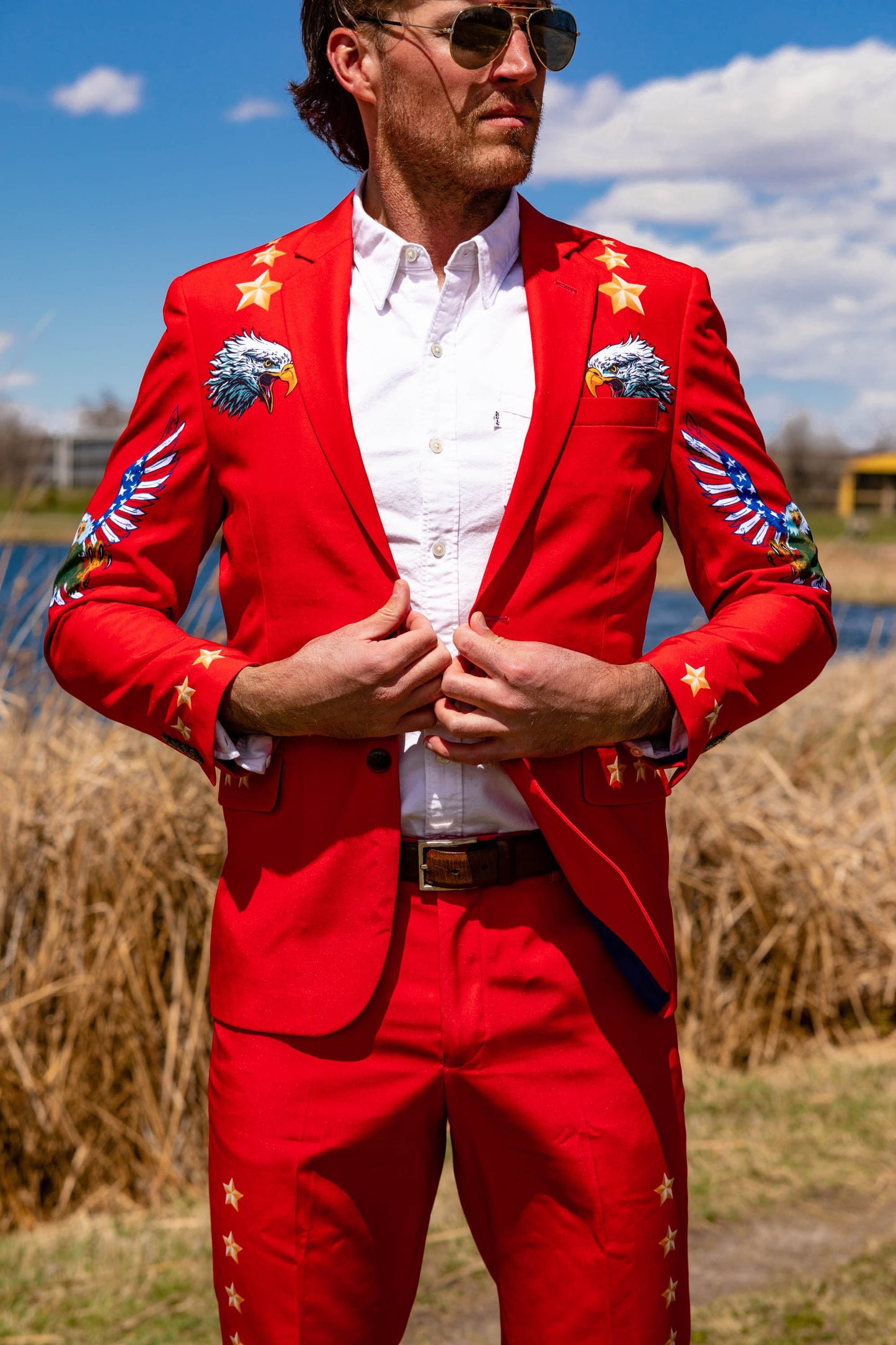 The Sunday Best | Western Style Red USA Suit