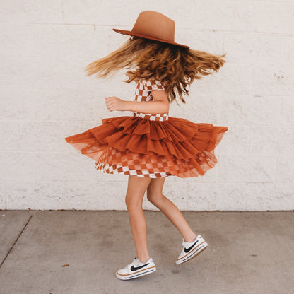 COPPER CHECKERS DREAM TUTU DRESS