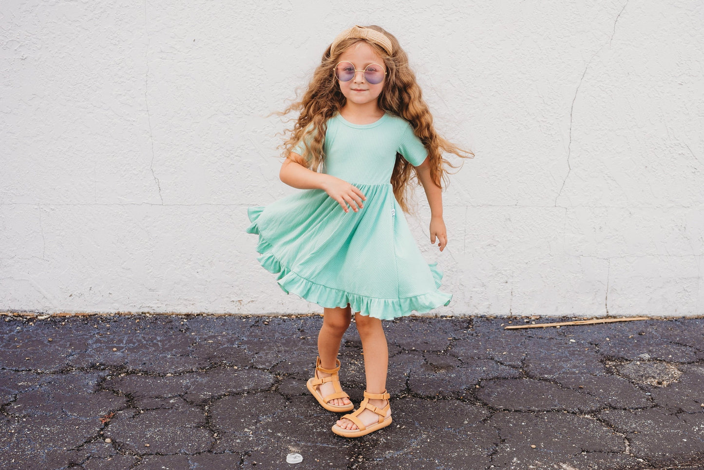 MINT RIB DREAM RUFFLE DRESS