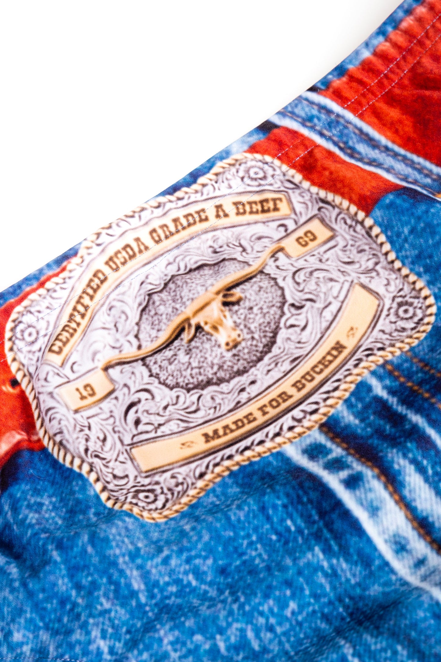 The Ranch Hand | Western Denim Printed Swim Brief