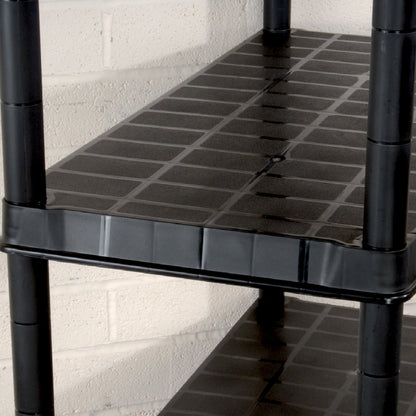 Ram Quality Products Deluxe 5 Tier Plastic Garage Storage Shelf Unit, Black