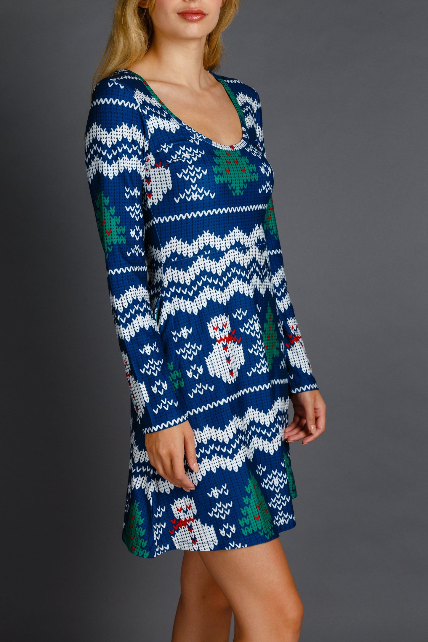 The Eggnog Aficionado | Snowman Print Christmas Skater Dress