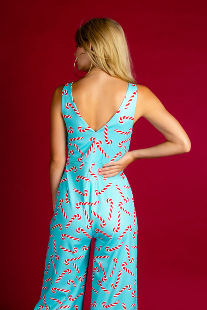 The Peppermint Pimp Canes | Candy Cane Print Christmas Jumpsuit