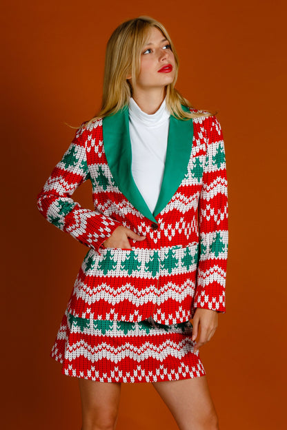 The Red Ryder | Women's Knit Print Christmas Suit