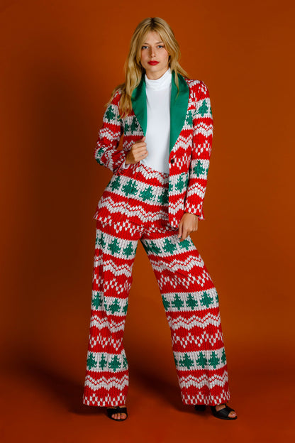 The Red Ryder | Women's Knit Print Christmas Suit