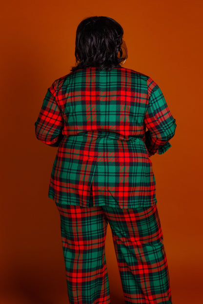 The Lincoln Log Love Lady | Women's Green Plaid Christmas Suit