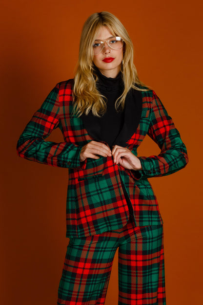 The Lincoln Log Love Lady | Women's Green Plaid Christmas Suit