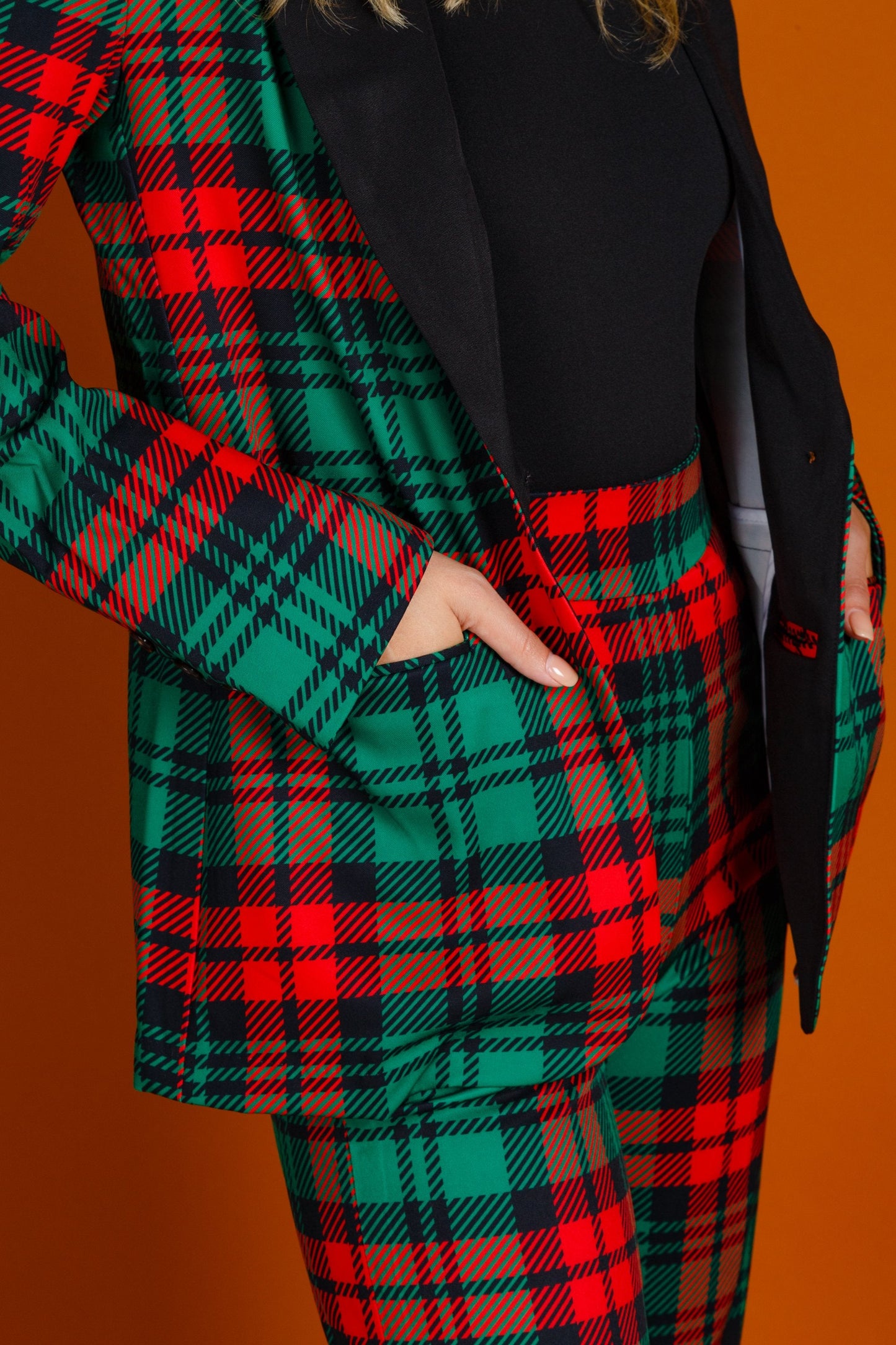 The Lincoln Log Love Lady | Women's Green Plaid Christmas Suit