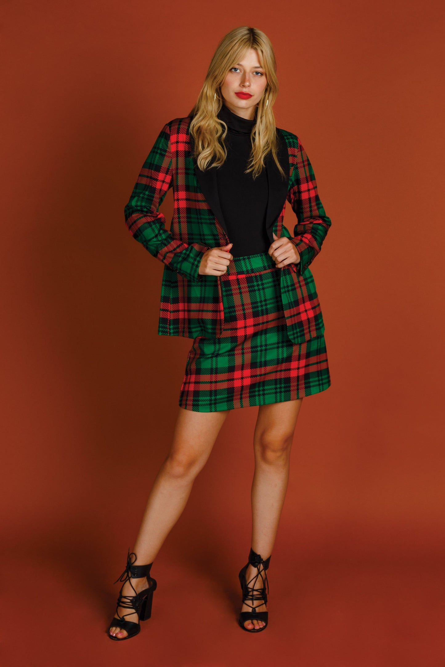 The Lincoln Log Love Lady | Women's Green Plaid Christmas Skirt