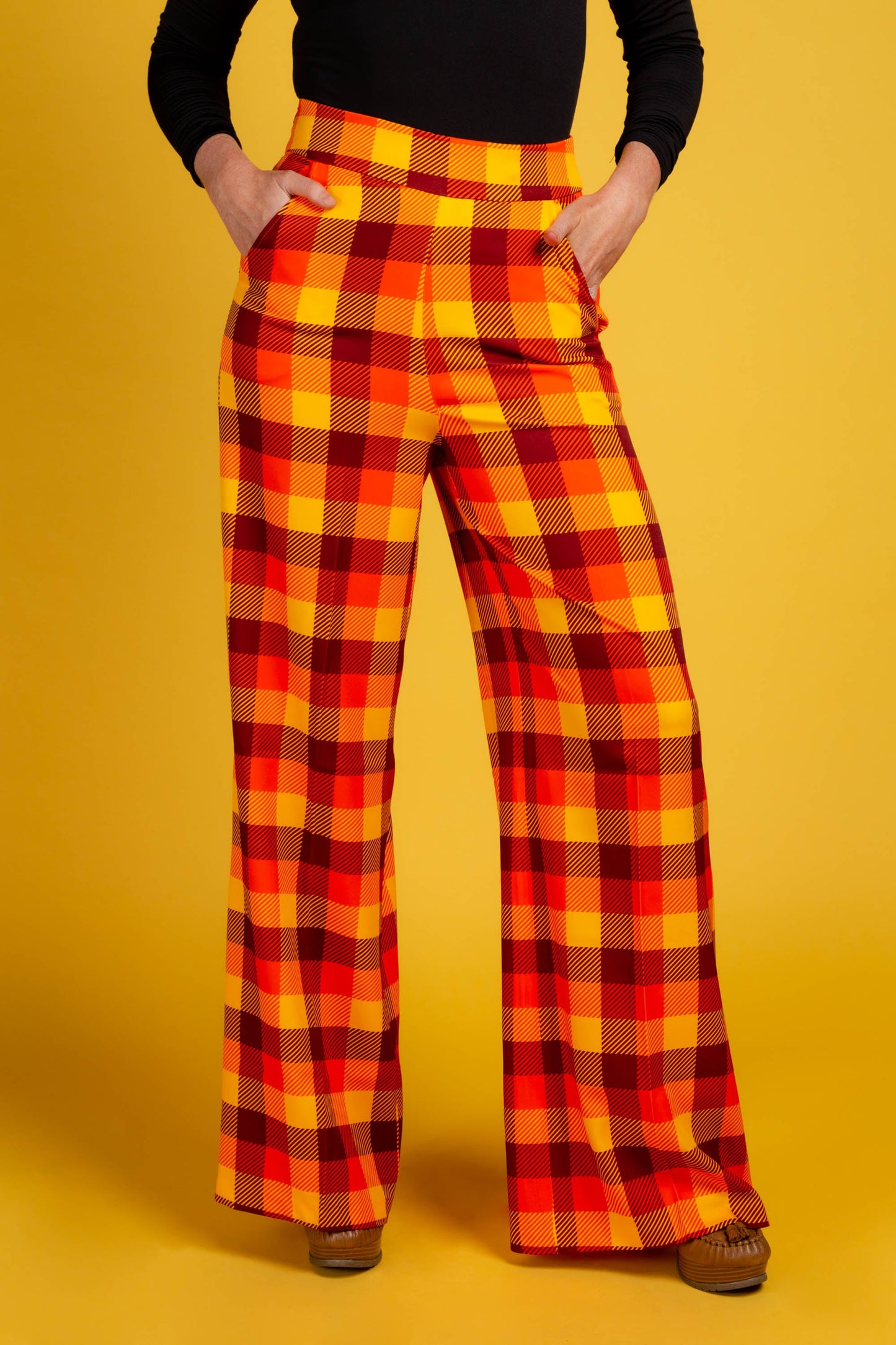 That 70s Suit | Womens Orange Plaid Thanksgiving Pants