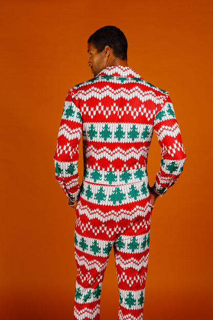 The Red Ryder | Men's Knit Print Christmas Flight Suit