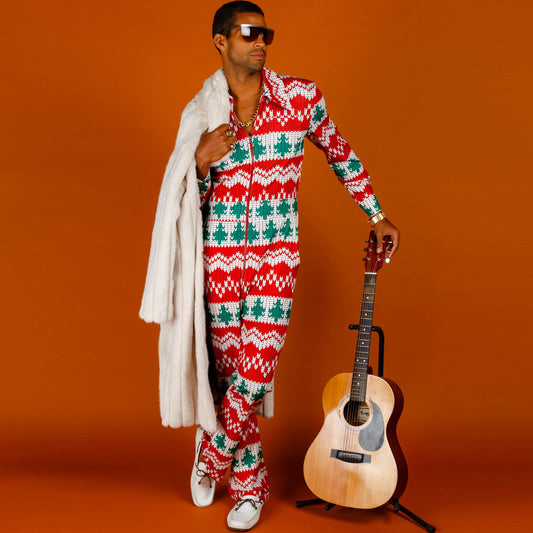 The Red Ryder | Men's Knit Print Christmas Flight Suit