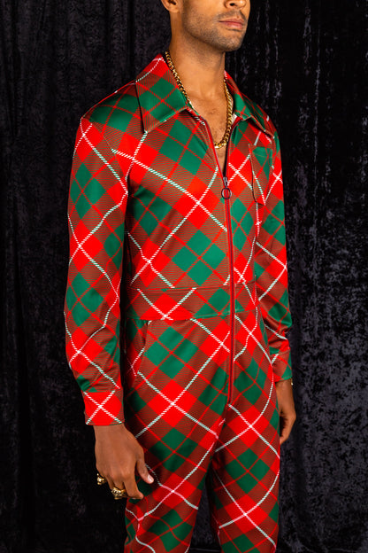 The Poinsettia Playboy | Red Plaid Christmas Flight Suit