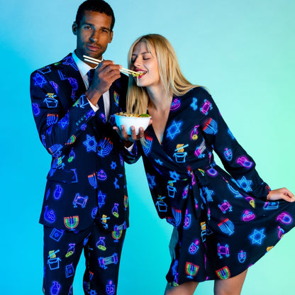 The Latke'd & Loaded | Neon Hanukkah Wrap Dress