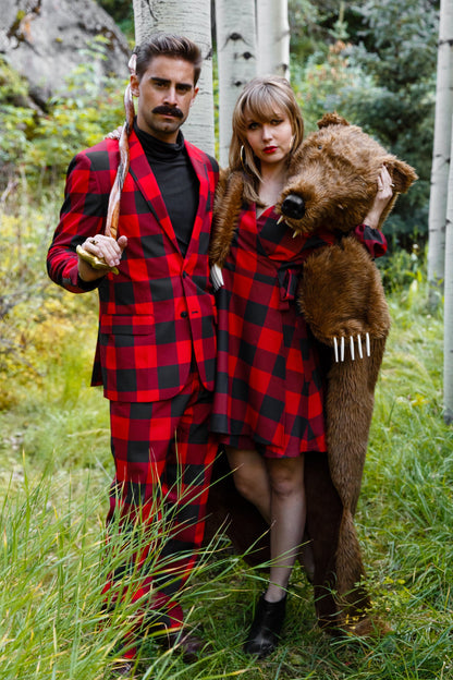 The Red & Black Lumberjack | Red Buffalo Check Christmas Wrap Dress