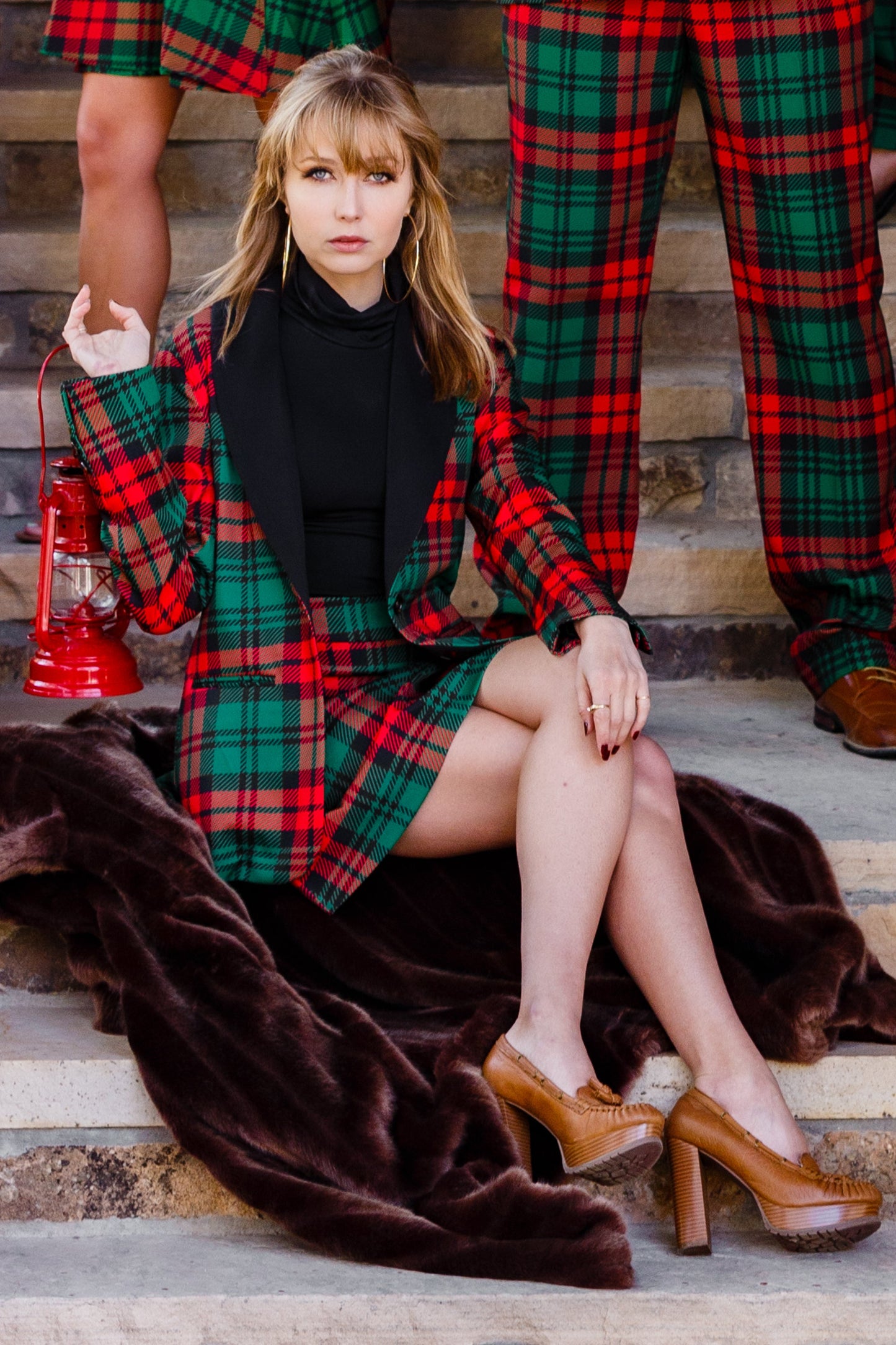 The Lincoln Log Love Lady | Women's Green Plaid Christmas Suit