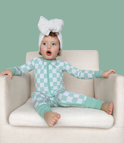 MINT CHECKERS DREAM ROMPER