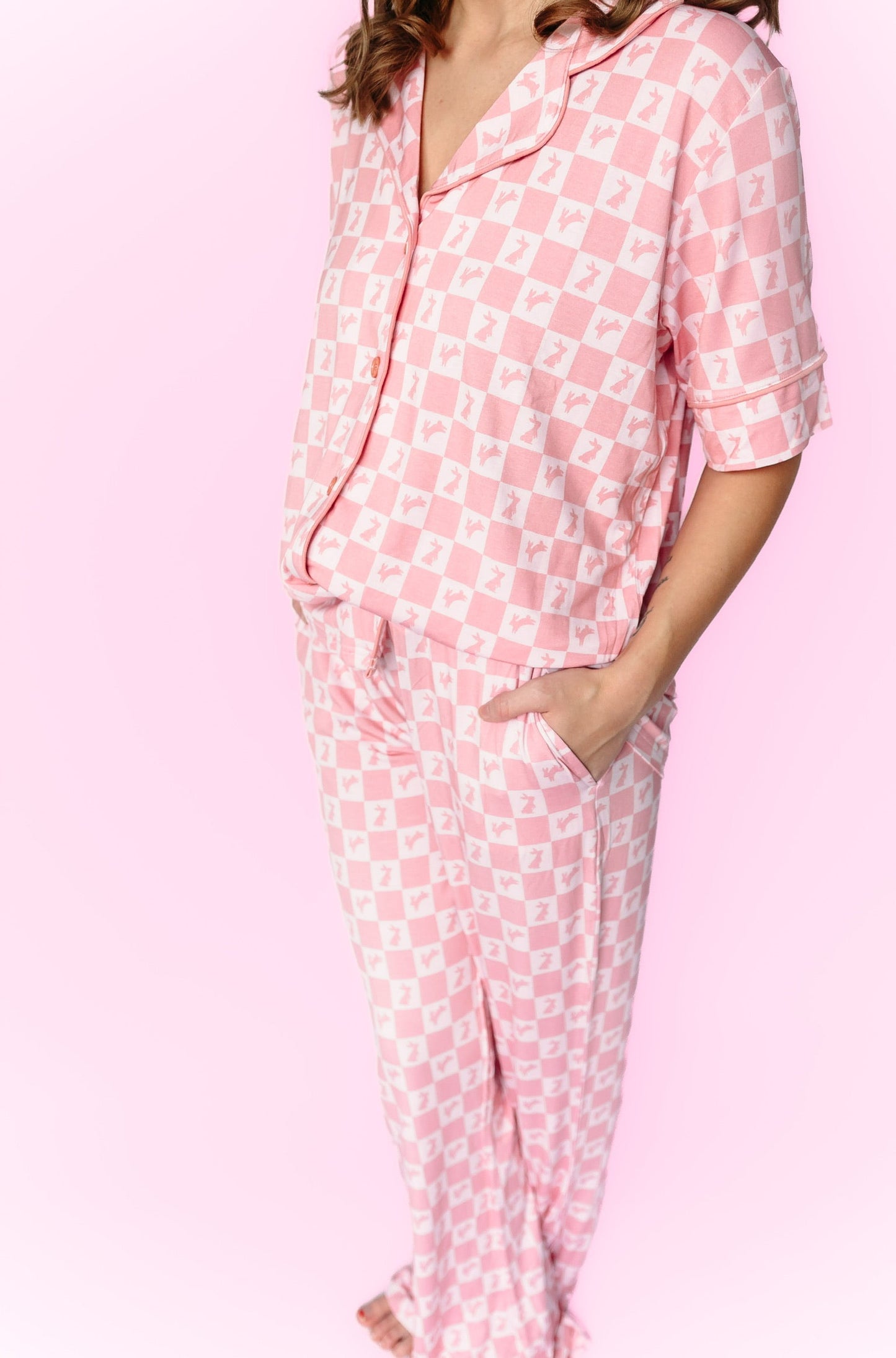 HOPPITY BLUSH CHECKERS WOMEN'S RELAXED FLARE DREAM SET