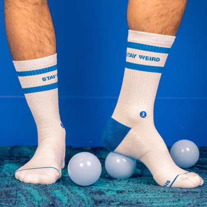 The Cruiser | Blue and White Stripe Heel Hammock™ Crew Socks