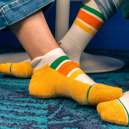 The Roller Rink | Retro Stripes Heel Hammock™ Ankle Socks