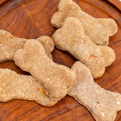 Carrot & Oats Dog Biscuits | Bag O' Bones | 20 Biscuits Per Bag | Natural Dog Treats | Made in Bellevue, NE | Dogalicious