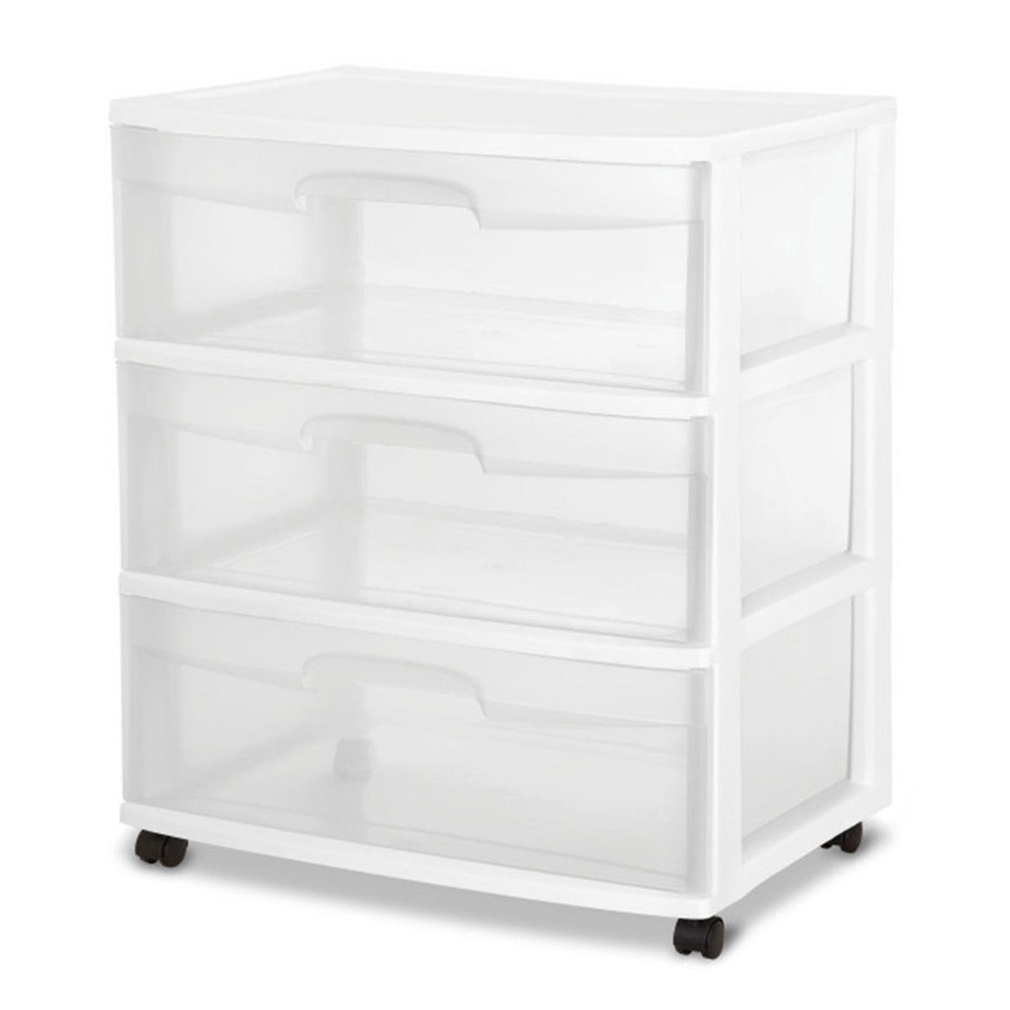 Sterilite Home 3 Drawer Wide Storage Cart Portable Container w/Casters (2 Pack)
