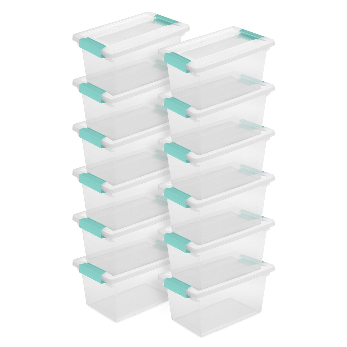 Sterilite Plastic Medium Clip Storage Box Container with Latching Lid, 12 Pack