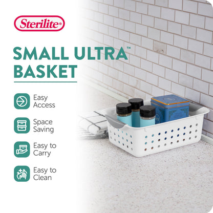 Sterilite 16228012 Small Ultra Plastic Storage Organizer Basket, White (36 Pack)