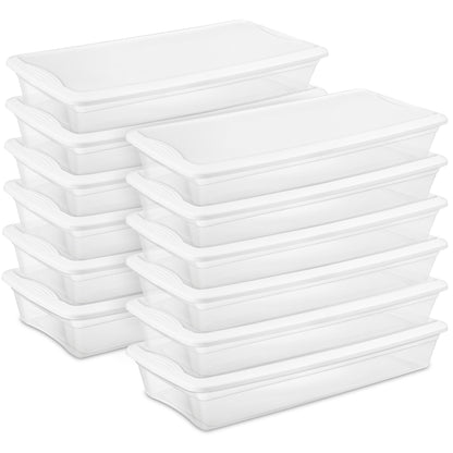 Sterilite 41 Quart Lightweight Under Bed Storage Box Container with Lid, 12 Pack