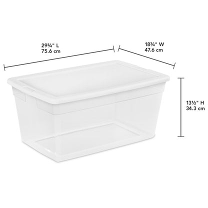 Sterilite 90 Qt Storage Box, Stackable Bin with Lid, Plastic Container, 4 Pack