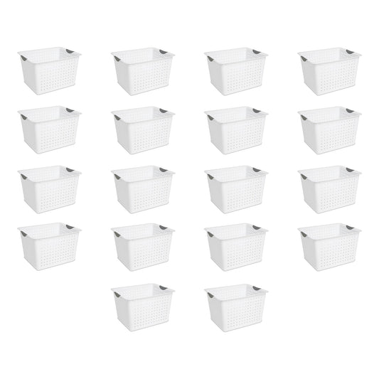Sterilite Deep Ultra Plastic Storage Bin Organizer Basket with Handles (18 Pack)
