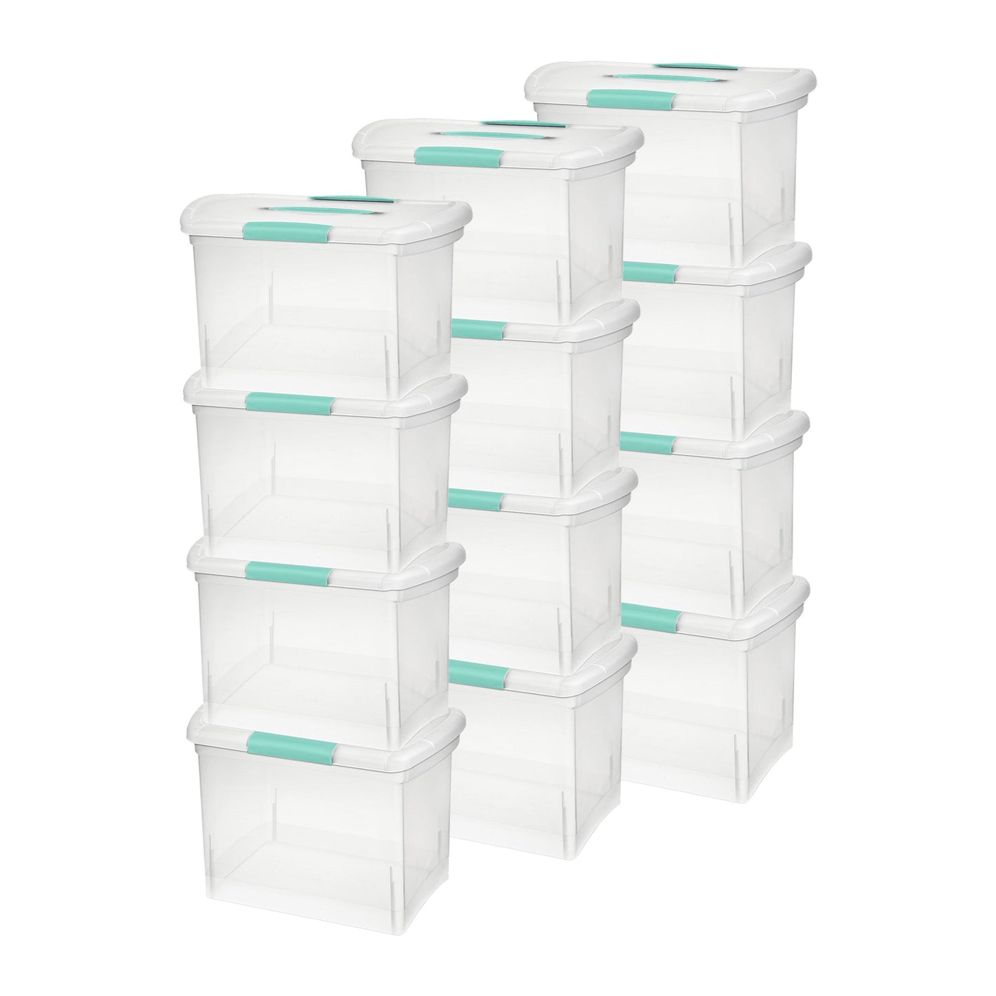 Sterilite Large Nesting ShowOffs Clear File Box w/ Handle and Latches, (12 Pack)