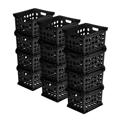 Sterilite Stackable Sturdy Storage Crate Organizer Bins with Handles, 12 Pack