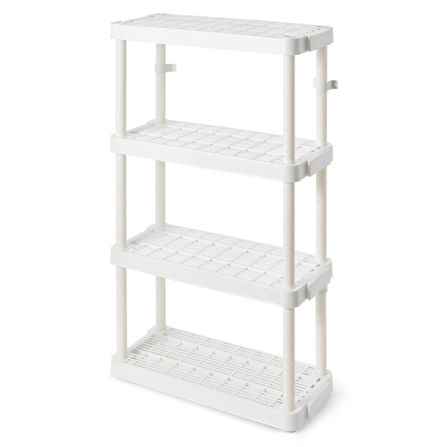 Gracious Living 4 Shelf Tier Light Duty Garage Storage Shelf, White (Damaged)