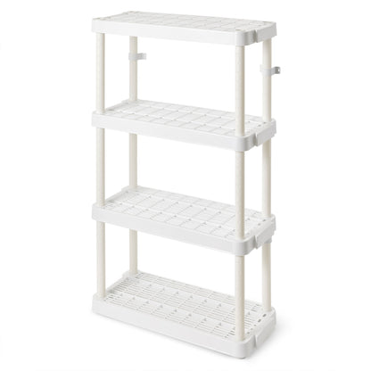 Gracious Living 4 Shelf Tier Light Duty Garage Storage Shelf, White (Damaged)
