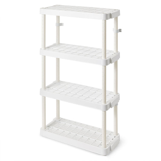 Gracious Living 4 Shelf Tier Light Duty Garage Storage Shelf, White (Damaged)